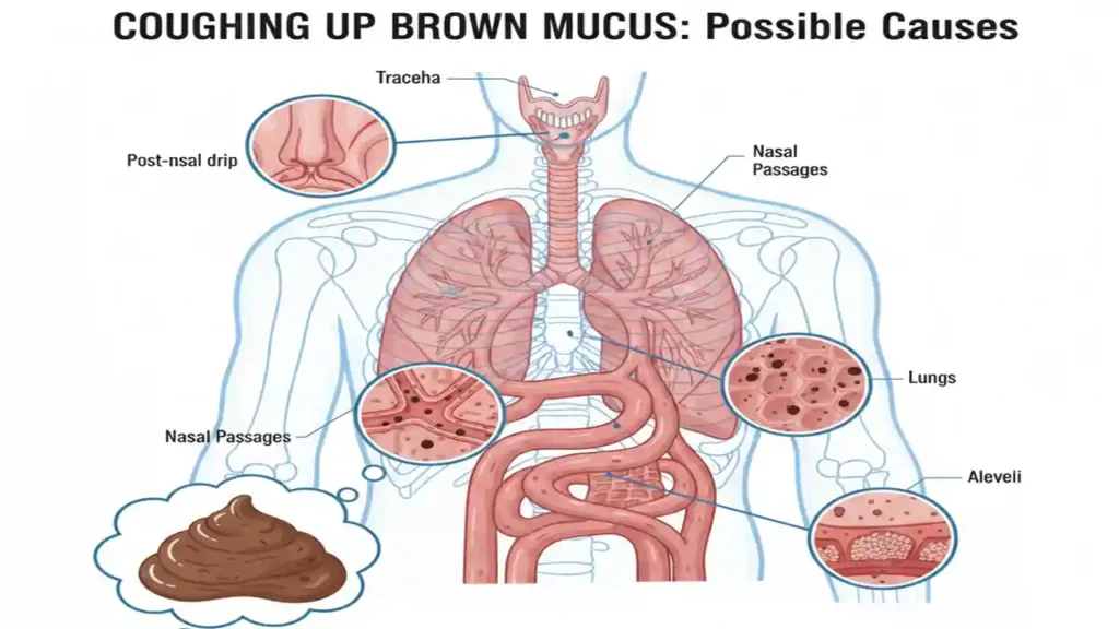 coughing up brown mucus
